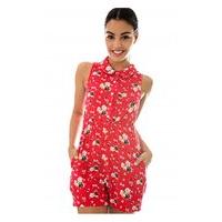 Letitia Red Floral Playsuit