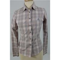 levi strause co size xs pink grey and white checked shirt