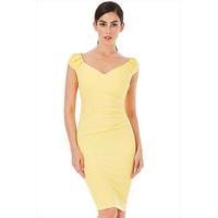 lemon pleated midi dress