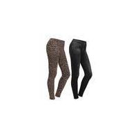 Leggings in Denim look, pack of 2 in black and animal print in various sizes