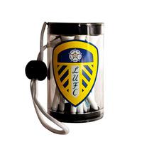 leeds united fc golf tee shaker with wooden tees