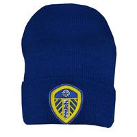 leeds united cuff knitted hat blue