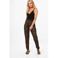 leopard print relaxed joggers gold