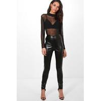 Leather Look Zip Side Trousers - black