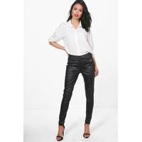 Leather Look Coated Skinny Trousers - black