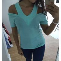 Leia cold shoulder V neckline top