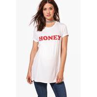 leila honey slogan t shirt white
