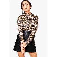 leopard print roll neck multi