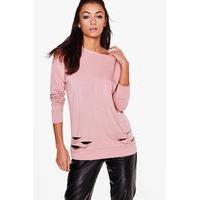 Leila Distressed Sweatshirt - pink