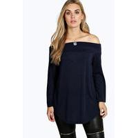 Leanne Bardot Long Sleeve Knitted Top - navy