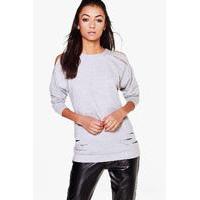 Leila Distressed Sweatshirt - grey