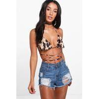 leopard print woven bralet multi