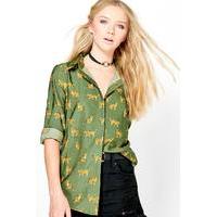 Leopard Print Shirt - khaki