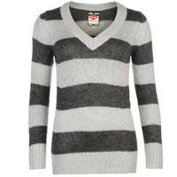 lee cooper essential stripe v neck knit sweater ladies