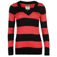 lee cooper essential stripe v neck knit sweater ladies