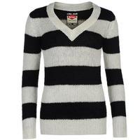 Lee Cooper Essential Stripe V Neck Knit Sweater Ladies