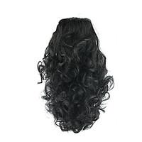 Length Black Wig 34CM Synthetic Curly High Temperature Wire Gripper Horsetail Hair Color 2