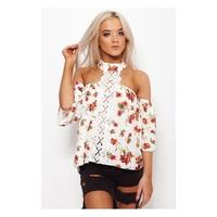 Leah Floral Crochet Bardot Top