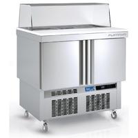 lec 2 door pizza prep counter with built in topping unit