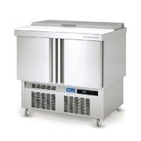 lec 2 door saladette counter with lidded topping unit