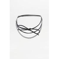 Lex Chain and Tie Choker Necklace, SILVER