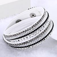 leather bracelets multilayer wrap bracelet rhinestone bracelets fashio ...