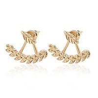 Leaf Stud Earrings Jewelry Wedding Party Daily Casual Alloy 1 pair Gold Silver