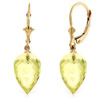 Lemon Quartz Briolette Drop Earrings 18.0ctw in 9ct Gold