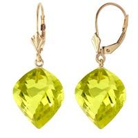 Lemon Quartz Briolette Drop Earrings 21.5ctw in 9ct Gold