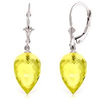 Lemon Quartz Briolette Drop Earrings 18.0ctw in 9ct White Gold