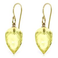 Lemon Quartz Briolette Drop Earrings 18.0ctw in 9ct Gold