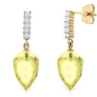 Lemon Quartz and Diamond Stud Earrings 18.0ctw in 9ct Gold