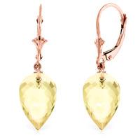 Lemon Quartz Briolette Drop Earrings 18.0ctw in 9ct Rose Gold