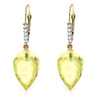 Lemon Quartz and Diamond Drop Earrings 18.0ctw in 9ct Gold