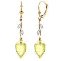 lemon quartz and diamond drop earrings 180ctw in 9ct gold