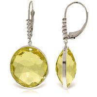 Lemon Quartz and Diamond Drop Earrings 34.0ctw in 9ct White Gold