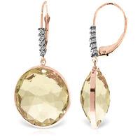 Lemon Quartz and Diamond Drop Earrings 34.0ctw in 9ct Rose Gold