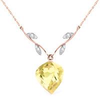 Lemon Quartz and Diamond Pendant Necklace 10.75ct in 9ct Rose Gold