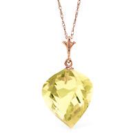 Lemon Quartz Briolette Pendant Necklace 10.75ct in 9ct Rose Gold