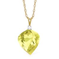 Lemon Quartz and Diamond Pendant Necklace 10.75ct in 9ct Gold