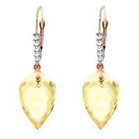 Lemon Quartz and Diamond Drop Earrings 18.0ctw in 9ct Rose Gold