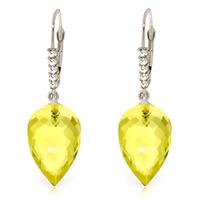 Lemon Quartz and Diamond Drop Earrings 18.0ctw in 9ct White Gold