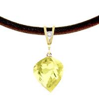 Lemon Quartz and Diamond Pendant Necklace 10.75ct in 9ct Gold