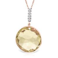 Lemon Quartz and Diamond Pendant Necklace 17.0ct in 9ct Rose Gold