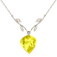 Lemon Quartz and Diamond Pendant Necklace 10.75ct in 9ct White Gold