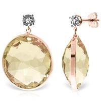 Lemon Quartz and Diamond Stud Earrings 34.0ctw in 9ct Rose Gold