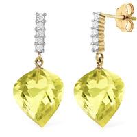 Lemon Quartz and Diamond Stud Earrings 21.5ctw in 9ct Gold