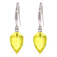 Lemon Quartz and Diamond Drop Earrings 18.0ctw in 9ct White Gold