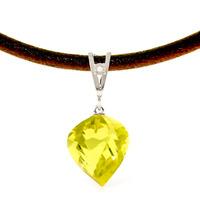 Lemon Quartz and Diamond Pendant Necklace 10.75ct in 9ct White Gold