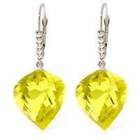 Lemon Quartz and Diamond Drop Earrings 21.5ctw in 9ct White Gold